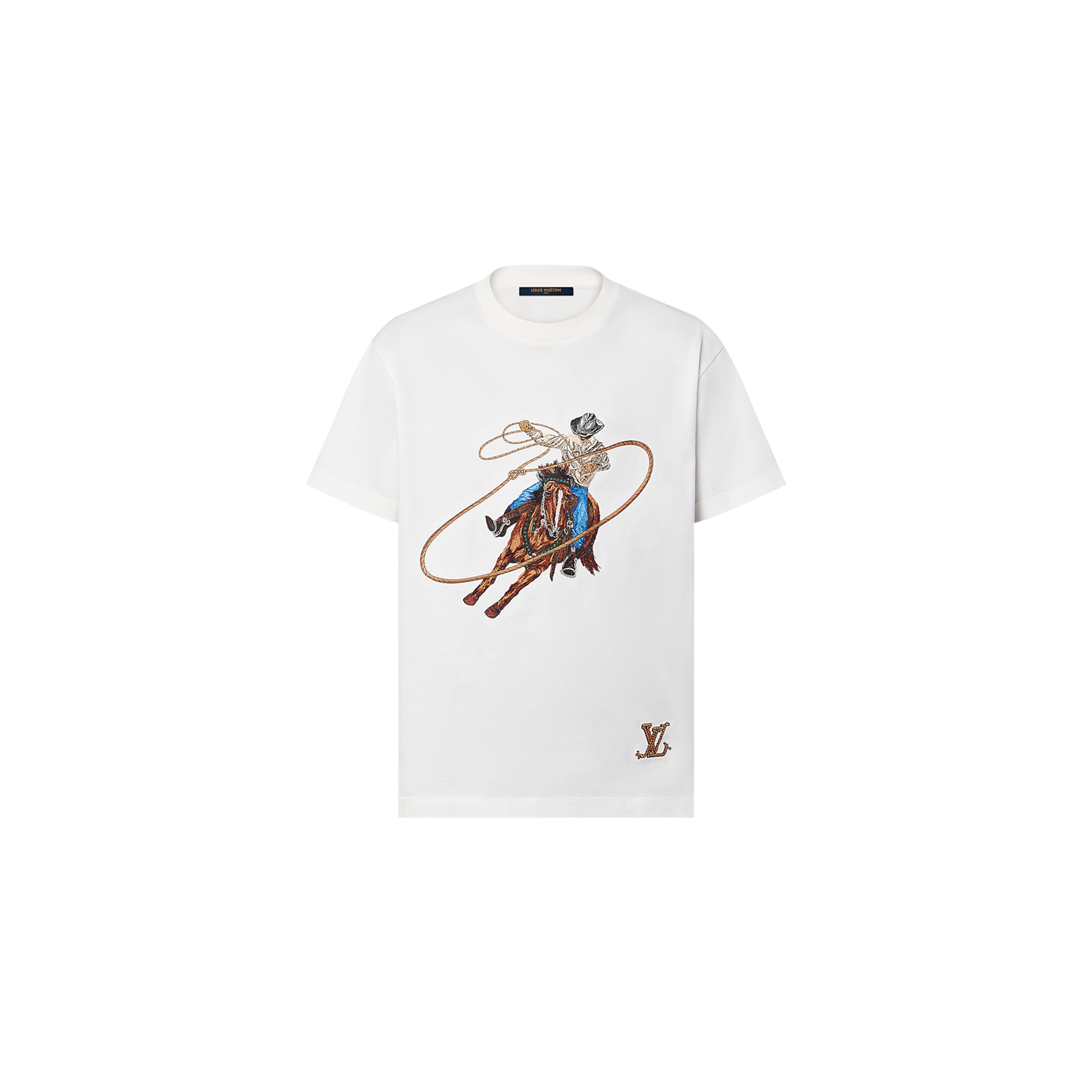 LOUIS VUITTON GRAPHIC EMBROIDERED COTTON T-SHIRT 1AFXNM LOUIS VUITTON GRAPHIC EMBROIDERED COTTON T-SHIRT 1AFXNM